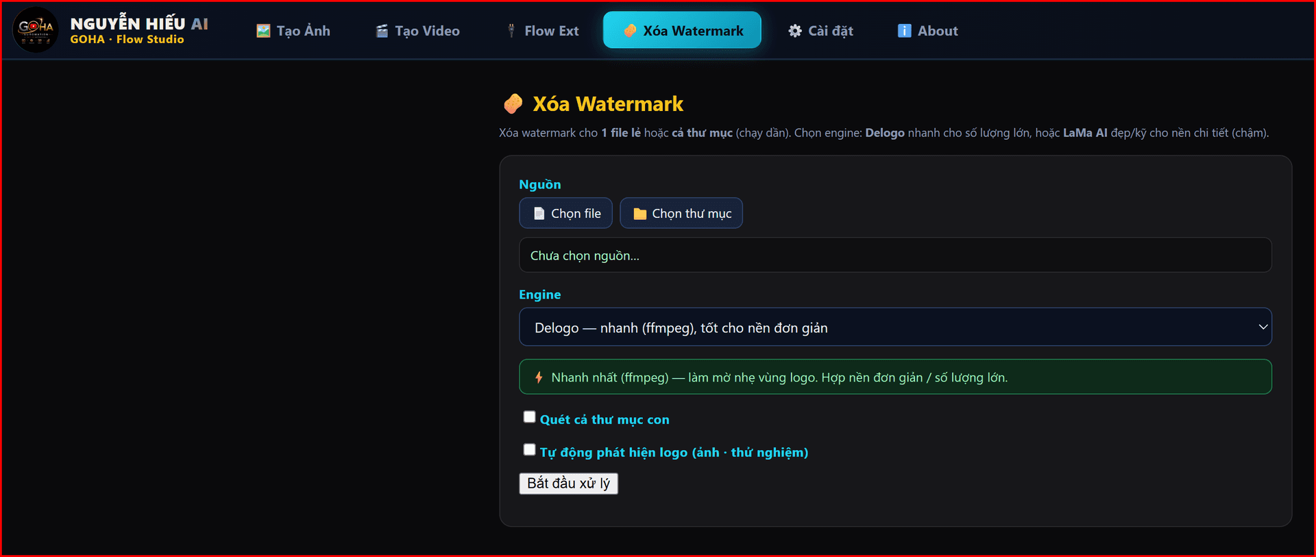 Xoá watermark, không để lại dấu